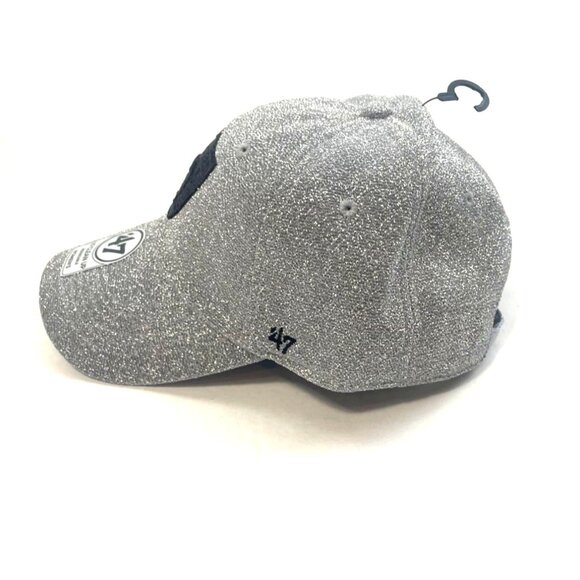 Las Vegas Raiders Womens 47 Clean Up Adjustable Silver Hat NWT Black Logo - Picture 4 of 11